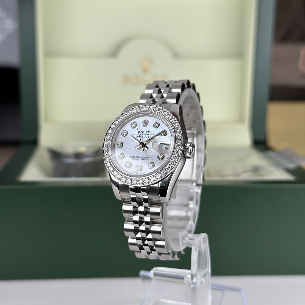 2006 Rolex Datejust 179174 gold and Steel MOP Diamond Dial & Bezel Jubilee 26mm W Box