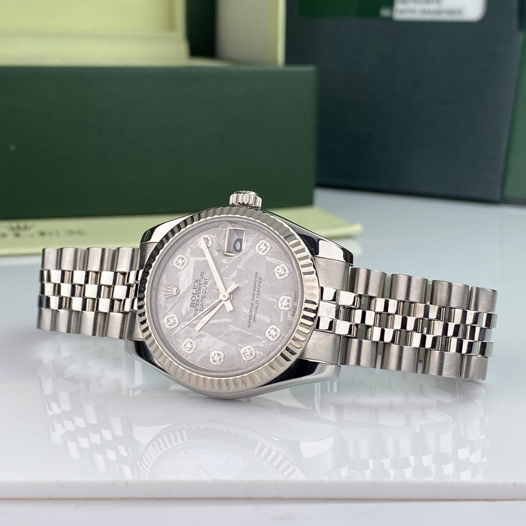 2007 Rolex Datejust 178274 gold & Steel Factory Diamond Meteorite Dial Jubilee 31mm W Box and Card