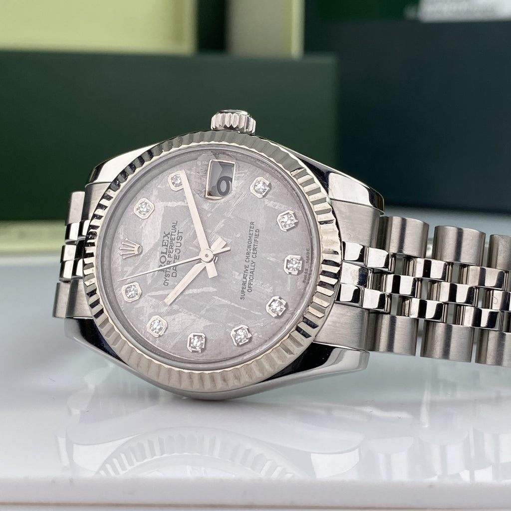 2007 Rolex Datejust 178274 gold & Steel Factory Diamond Meteorite Dial Jubilee 31mm W Box and Card
