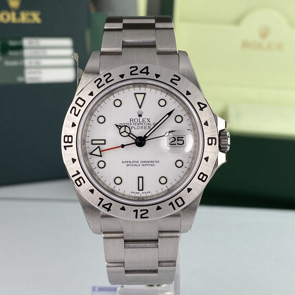 2007 Rolex Explorer II 16570 New Old Stock Polar White Dial Stickers 3186 complete set NOS