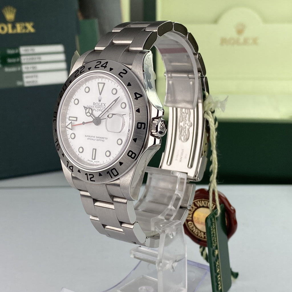 2007 Rolex Explorer II 16570 New Old Stock Polar White Dial Stickers 3186 complete set NOS
