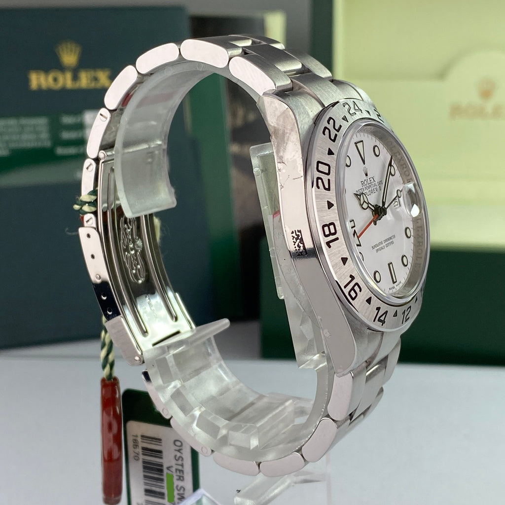 2007 Rolex Explorer II 16570 New Old Stock Polar White Dial Stickers 3186 complete set NOS