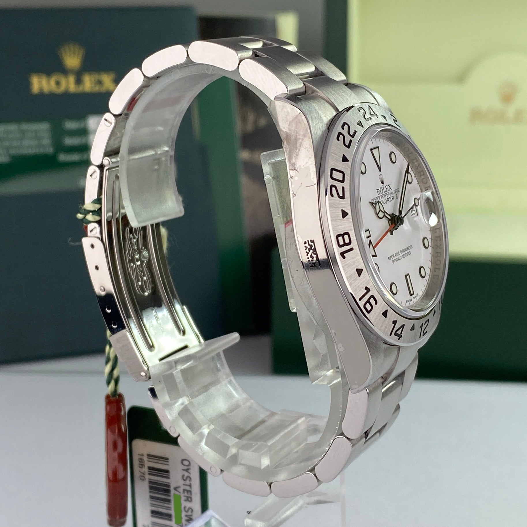 2007 Rolex Explorer II 16570 New Old Stock Polar White Dial Stickers 3186 complete set NOS