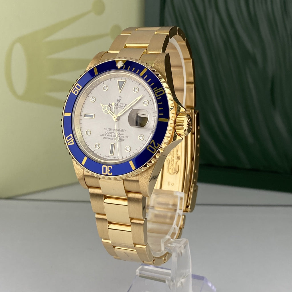 2007 Rolex Submariner 16618 Mint Condition Factory Diamond Gray Serti Dial