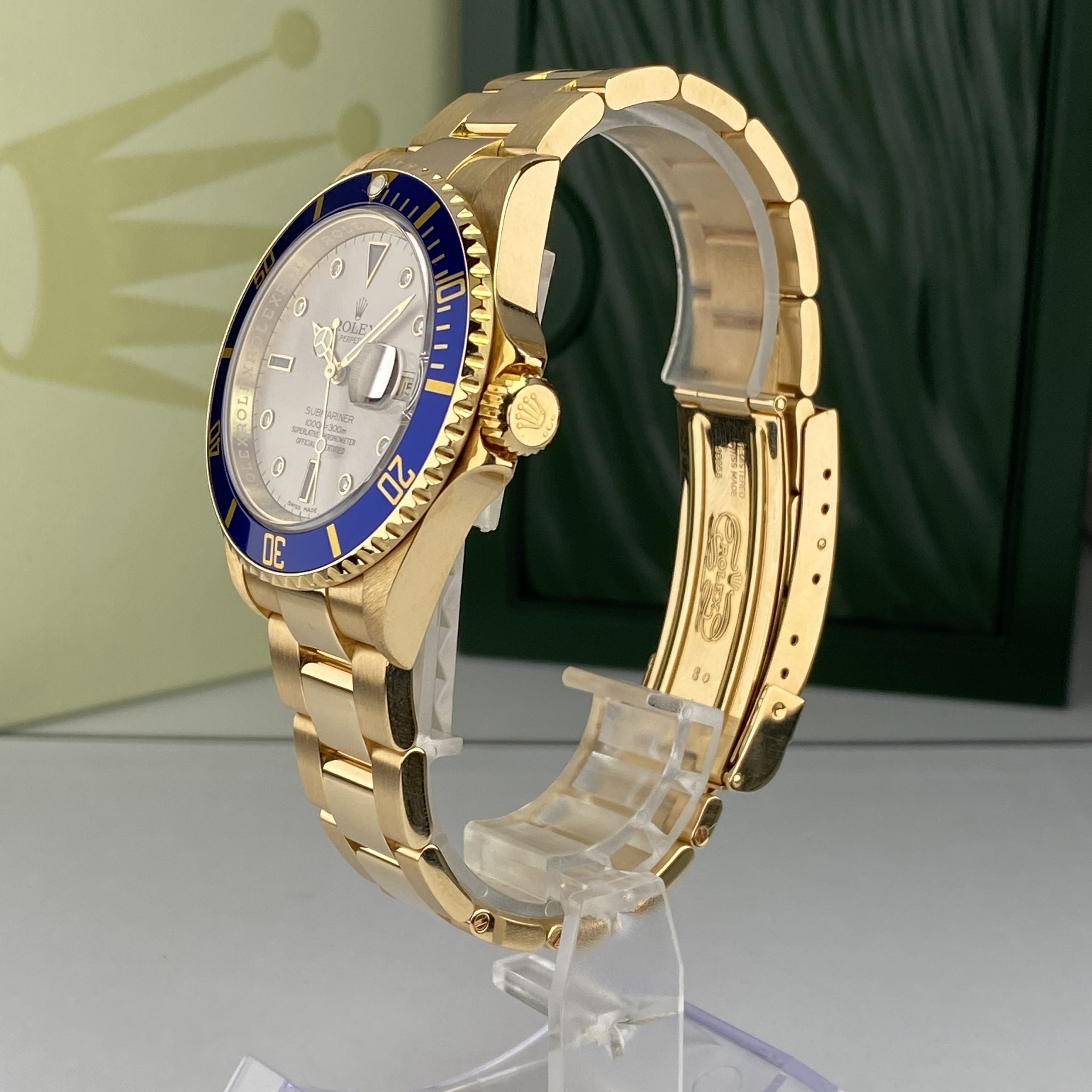 2007 Rolex Submariner 16618 Mint Condition Factory Diamond Gray Serti Dial