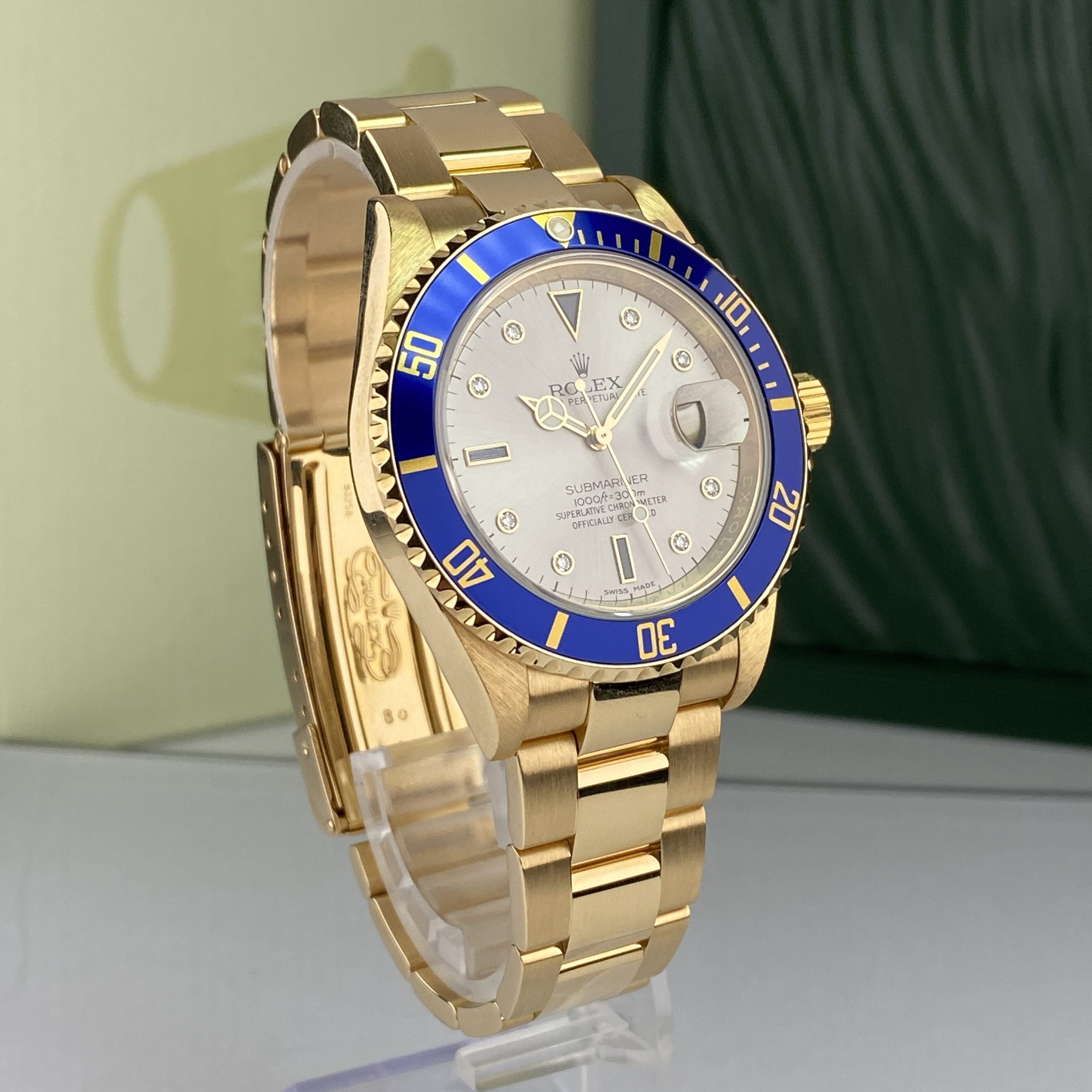 2007 Rolex Submariner 16618 Mint Condition Factory Diamond Gray Serti Dial