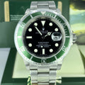 2008 NOS Rolex 16610LV Submariner Anniversary Green Kermit Full Set Card M