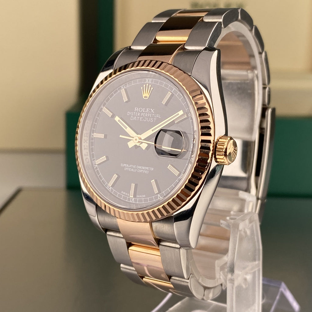 2008 Rolex Datejust 116231 Steel & Rose Gold 36mm Factory Black Dial