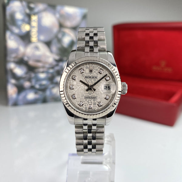 2008 Rolex Datejust 179174 gold & Steel Factory Diamond Anniversary Dial Jubilee 26mm W Box