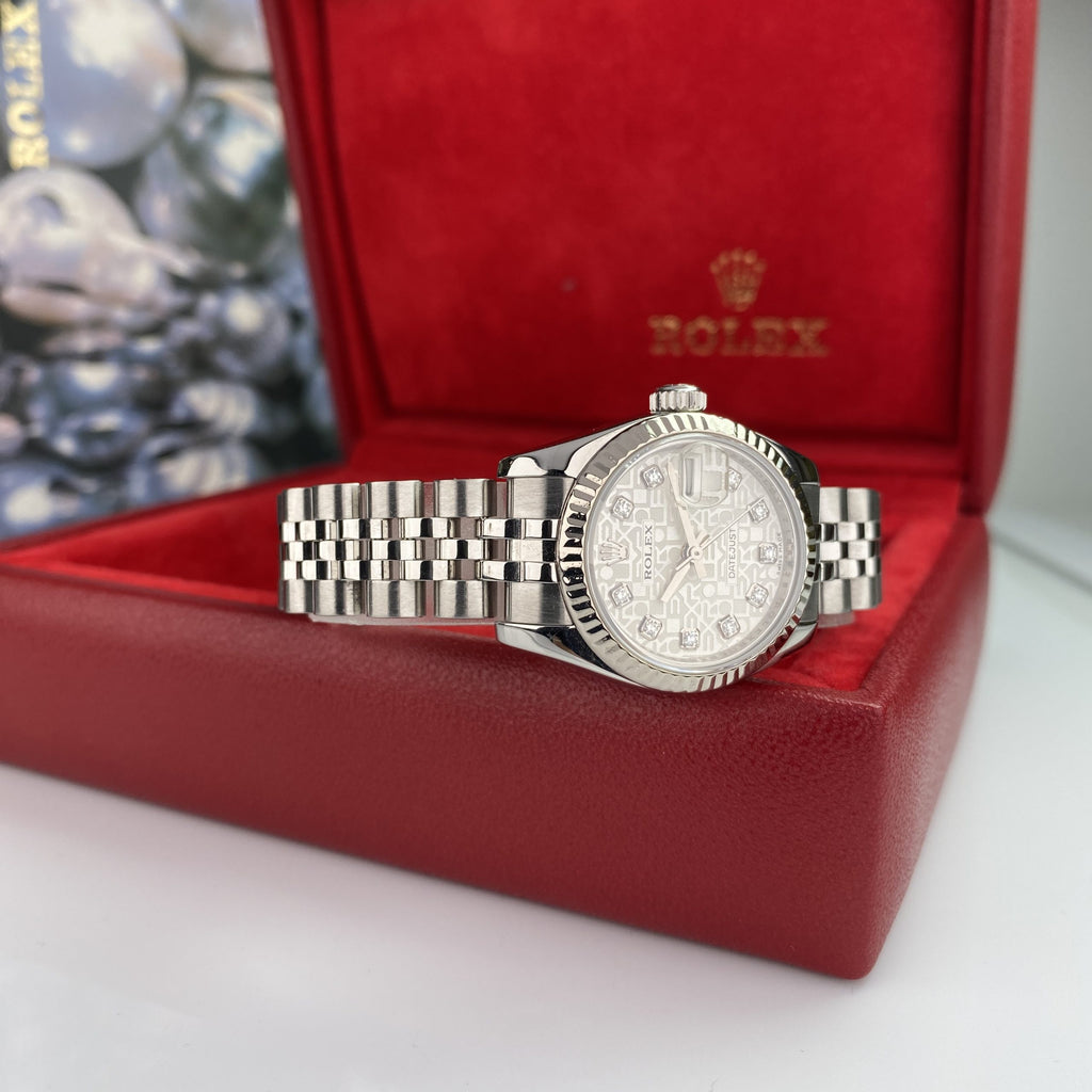 2008 Rolex Datejust 179174 gold & Steel Factory Diamond Anniversary Dial Jubilee 26mm W Box