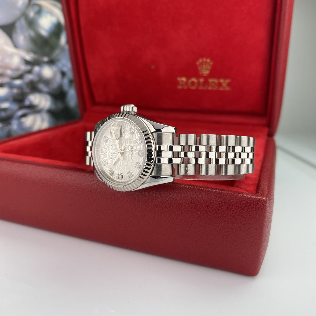 2008 Rolex Datejust 179174 gold & Steel Factory Diamond Anniversary Dial Jubilee 26mm W Box