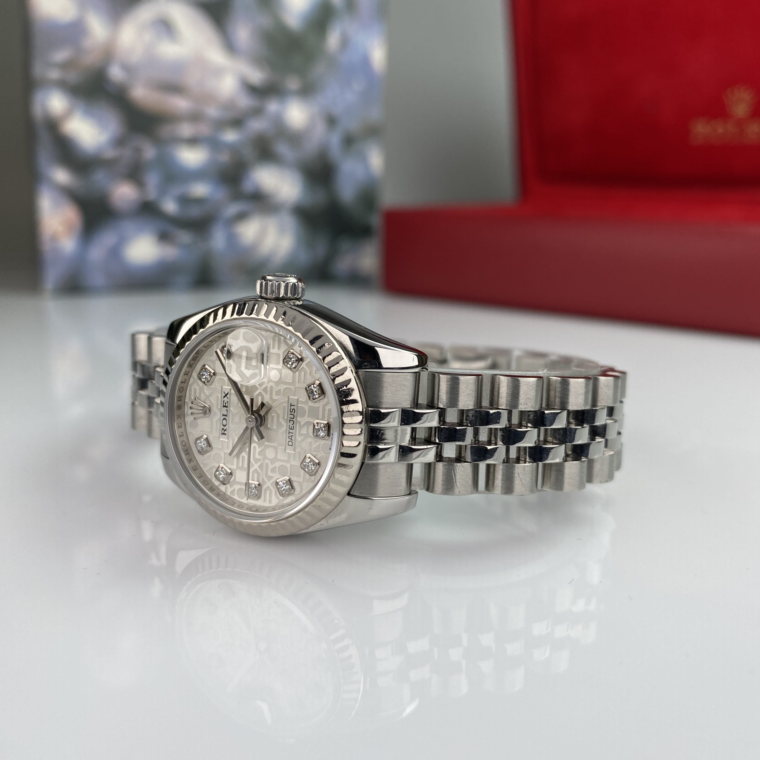 2008 Rolex Datejust 179174 gold & Steel Factory Diamond Anniversary Dial Jubilee 26mm W Box