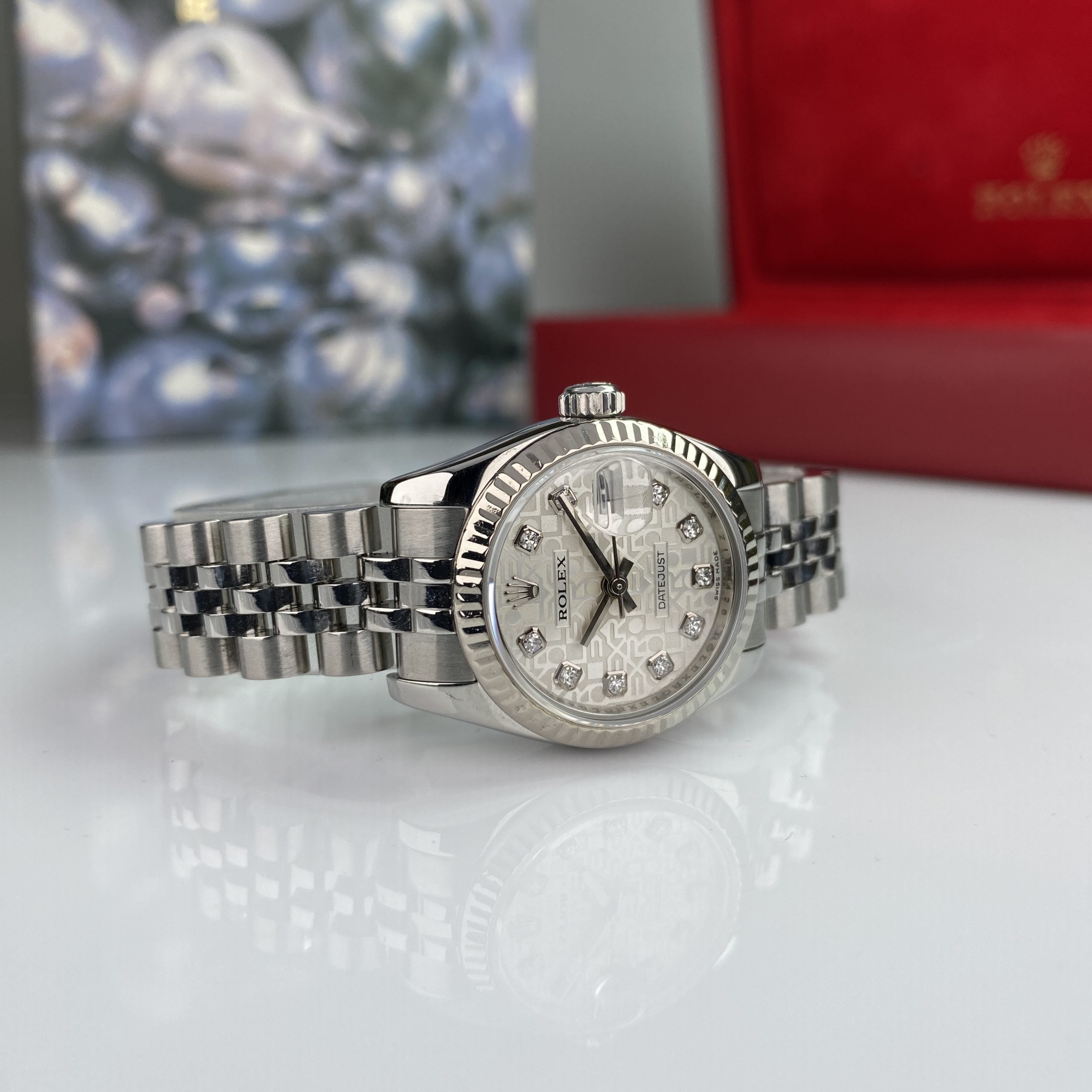 2008 Rolex Datejust 179174 gold & Steel Factory Diamond Anniversary Dial Jubilee 26mm W Box