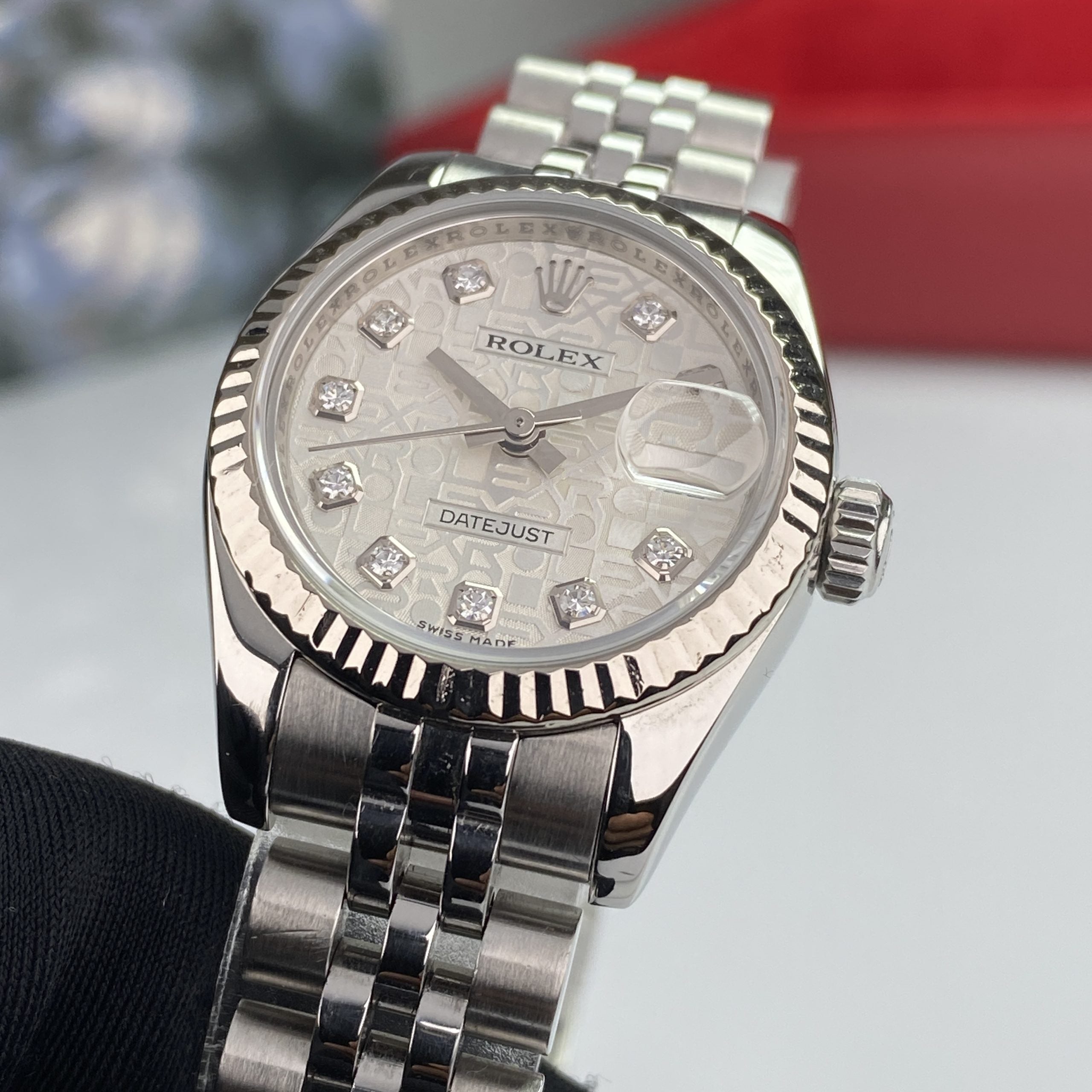 2008 Rolex Datejust 179174 gold & Steel Factory Diamond Anniversary Dial Jubilee 26mm W Box