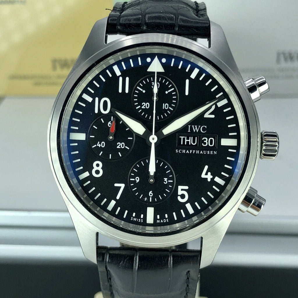 2009 IWC Pilot Chronograph IW371701 Day & Date Mint Condition With Box & Papers