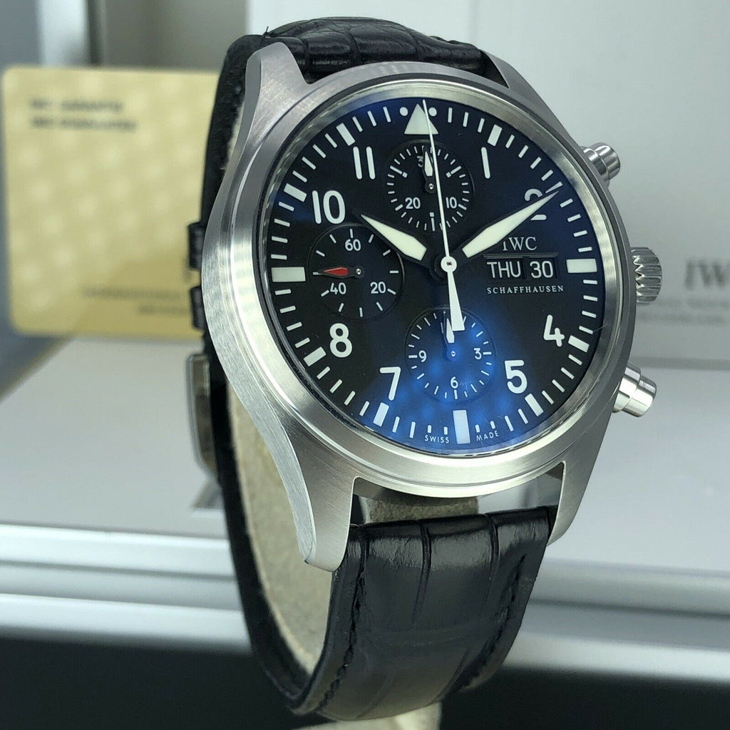2009 IWC Pilot Chronograph IW371701 Day & Date Mint Condition With Box & Papers