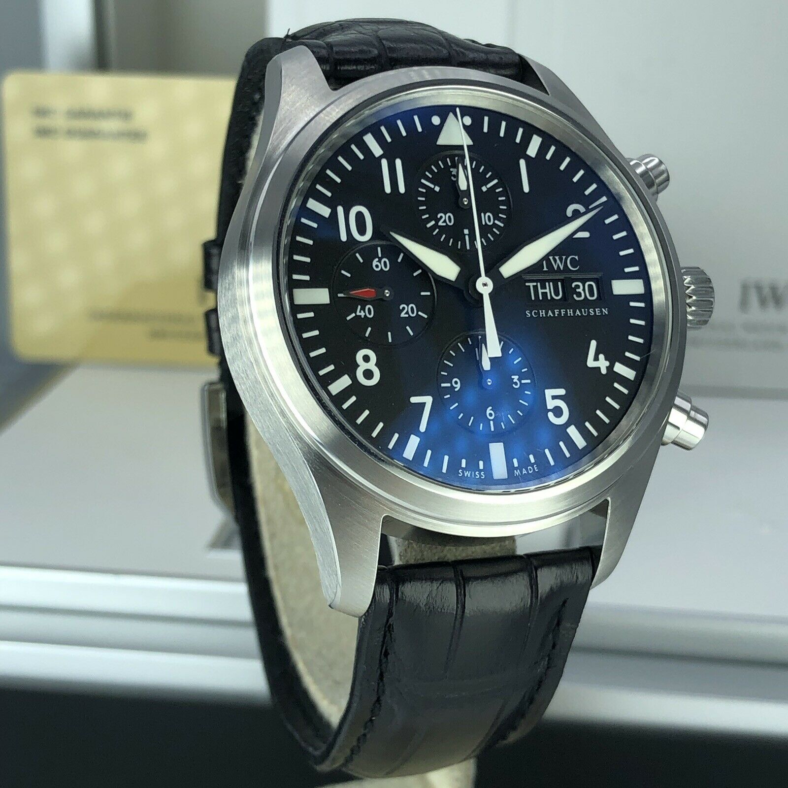 2009 IWC Pilot Chronograph IW371701 Day & Date Mint Condition With Box & Papers