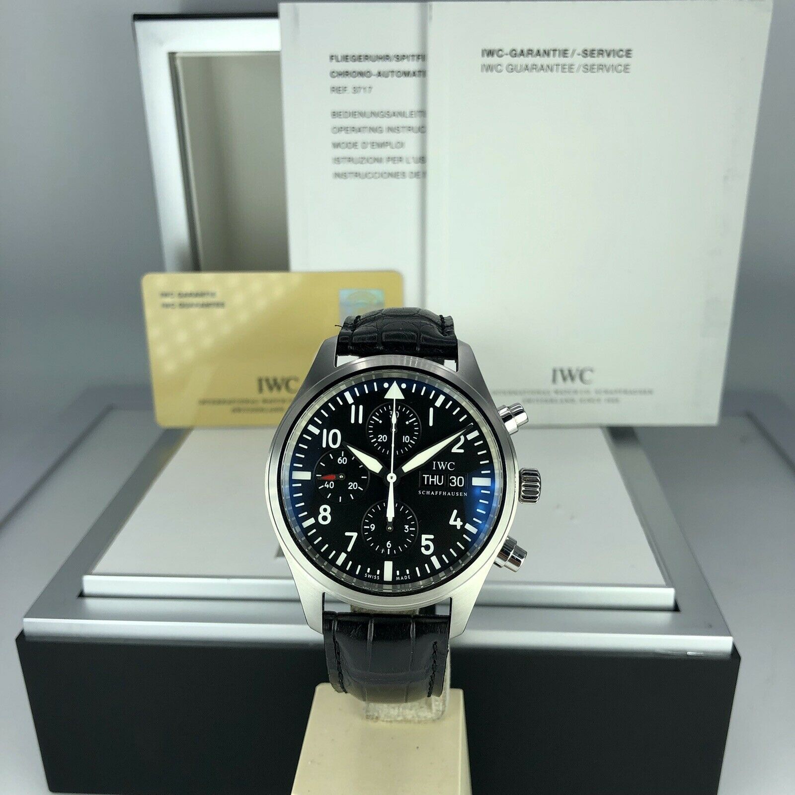2009 IWC Pilot Chronograph IW371701 Day & Date Mint Condition With Box & Papers