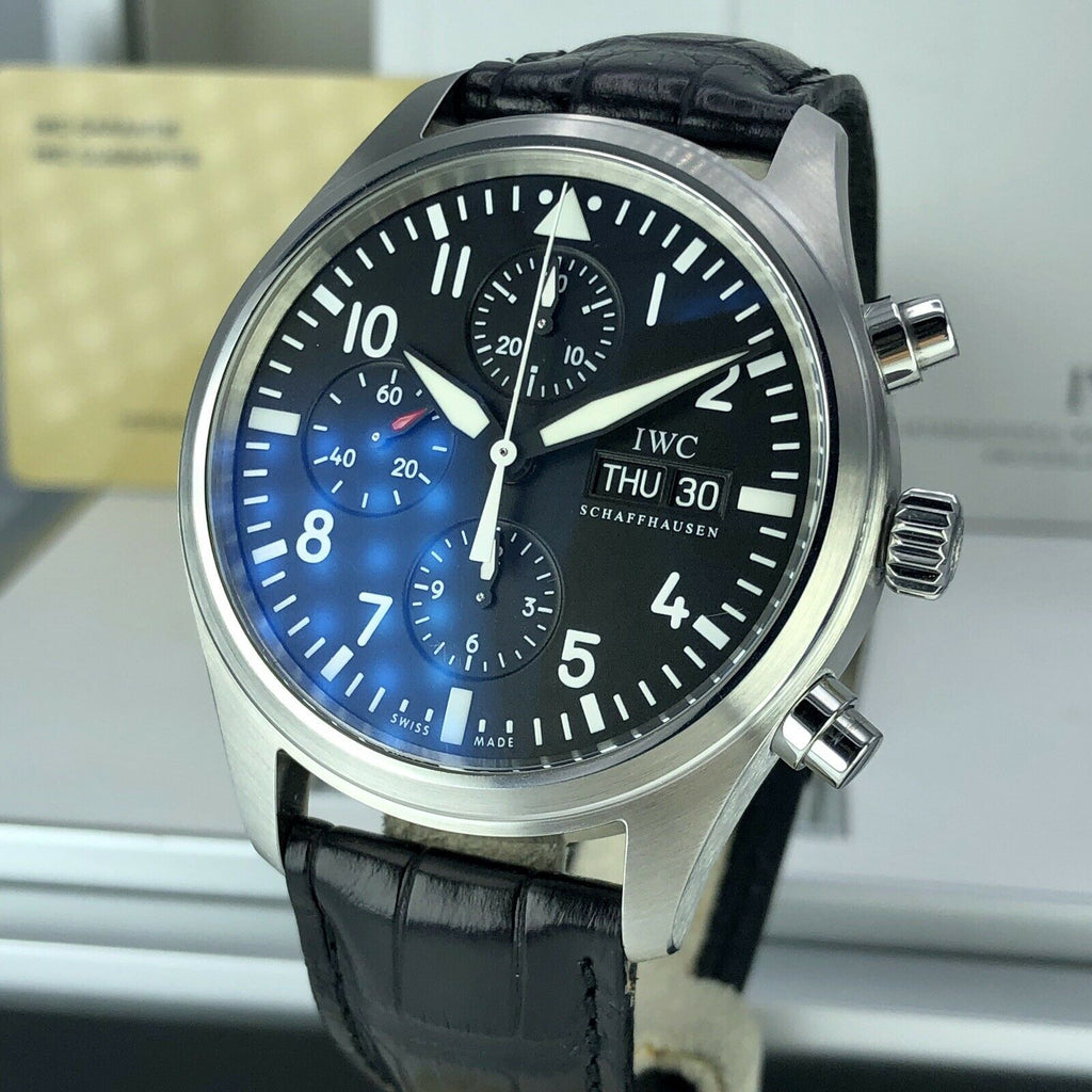 2009 IWC Pilot Chronograph IW371701 Day & Date Mint Condition With Box & Papers