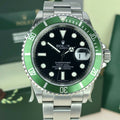 2009 NOS Rolex 16610LV Submariner Anniversary Green Kermit Full Set Card V