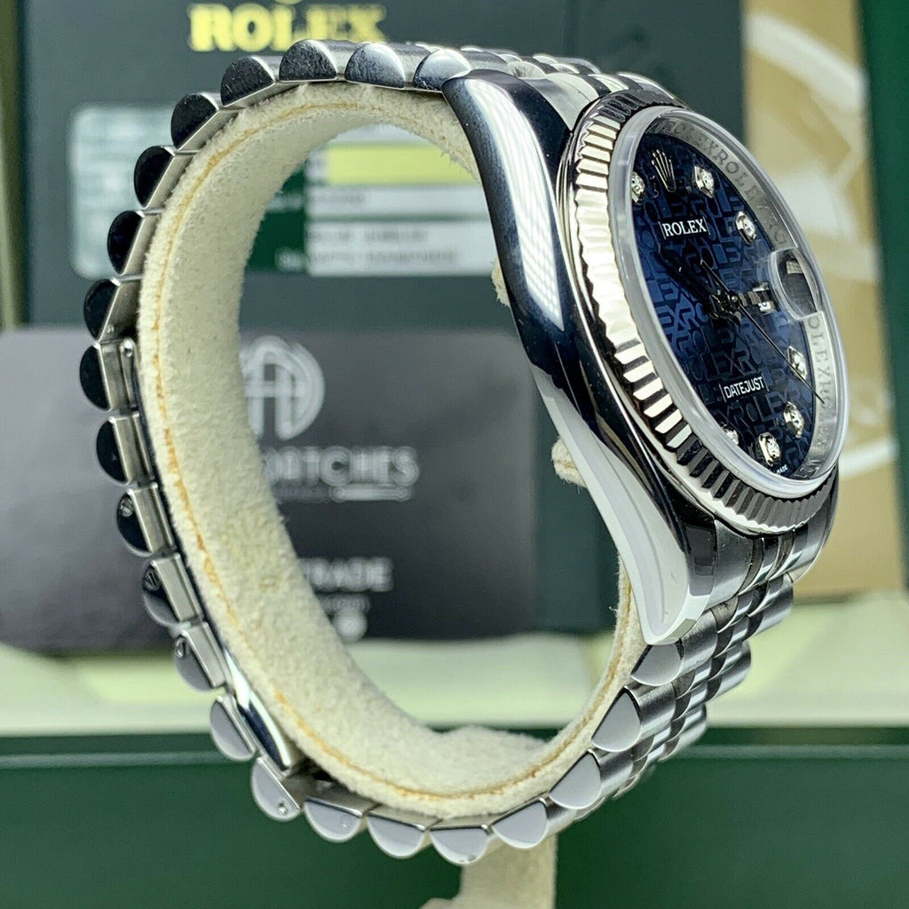 2009 Rolex Datejust 116234 Factory Diamond Blue Jubilee Box & Papers