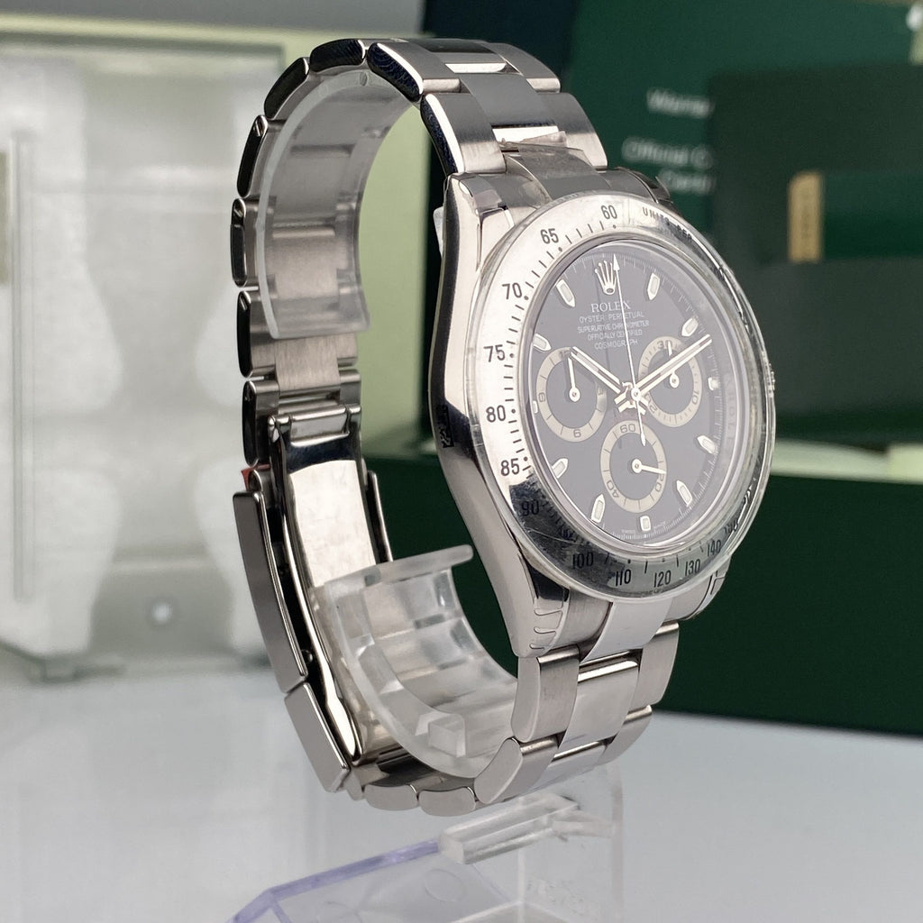 2009 Rolex Daytona 116520 New Old Stock Black Dial Full Stickers NOS Large Buckle Complete
