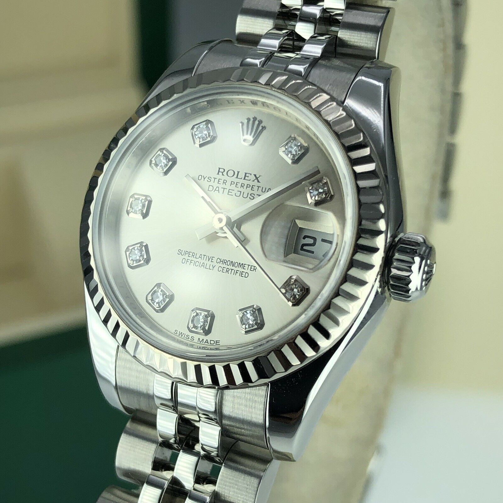 2012 Rolex Datejust 179174 gold & Steel Factory Diamond Dial Jubilee 26mm W Box