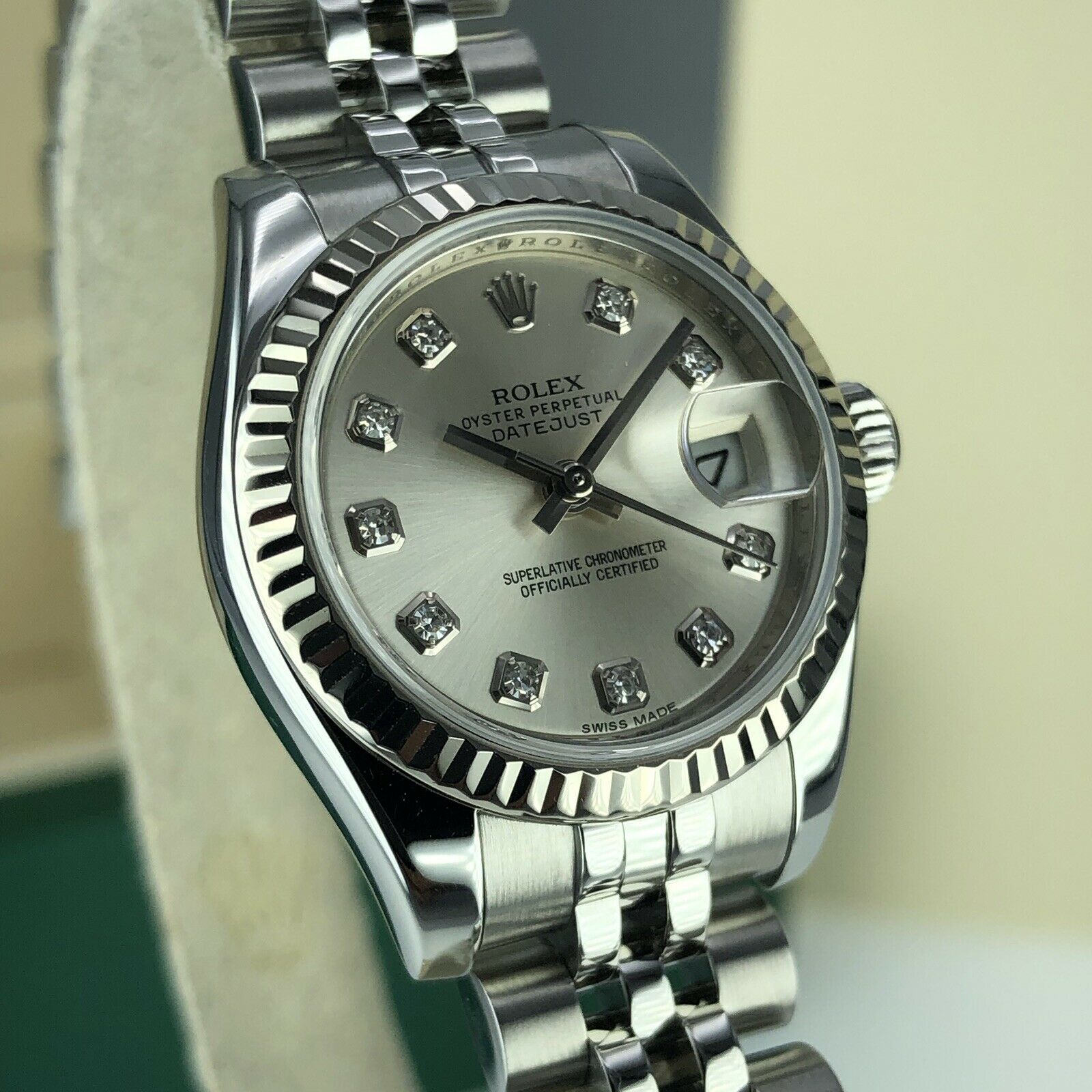 2012 Rolex Datejust 179174 gold & Steel Factory Diamond Dial Jubilee 26mm W Box