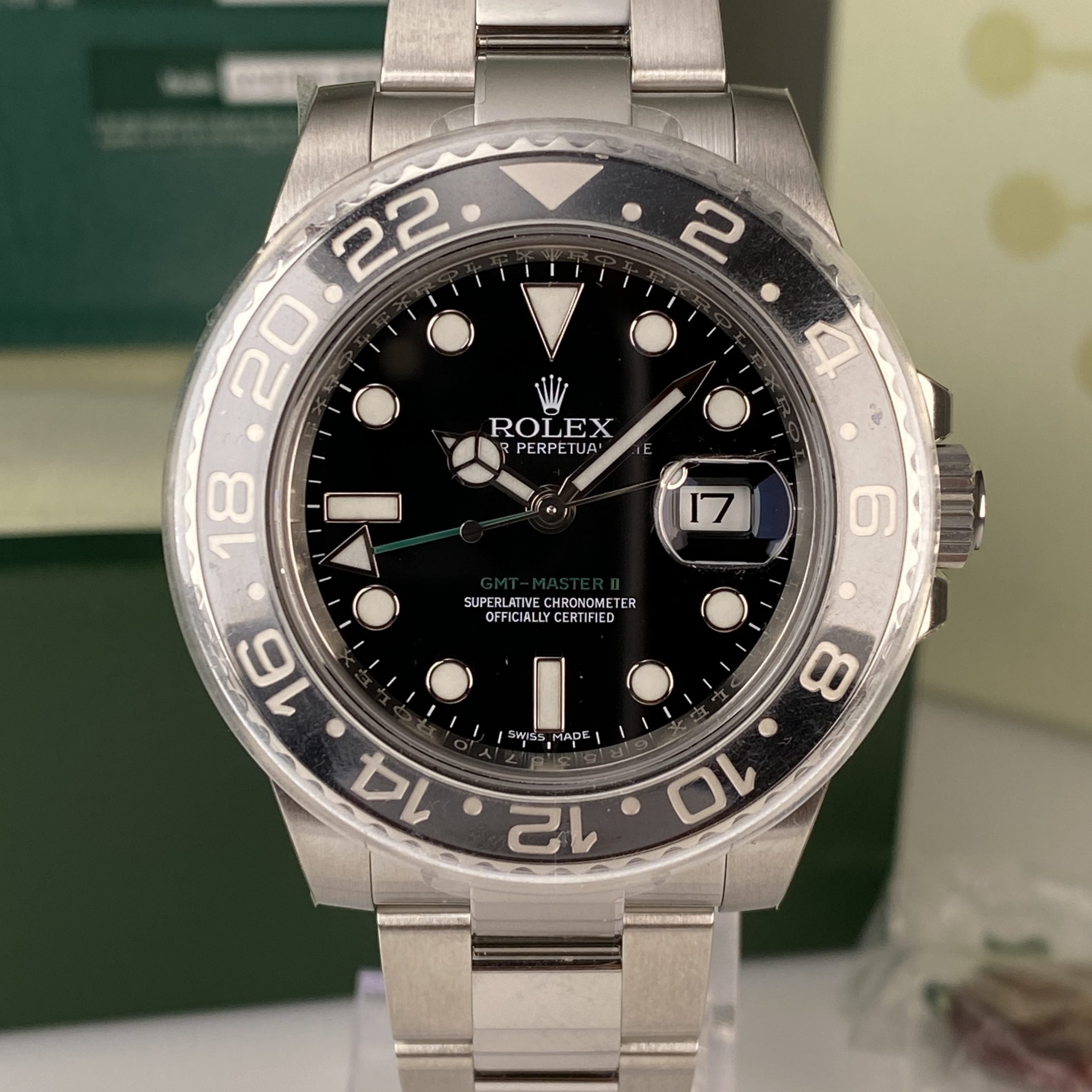 2015 Rolex GMT-Master II 116710LN New Old Stock Full Stickers with Box & Card Complete Discontinued Model