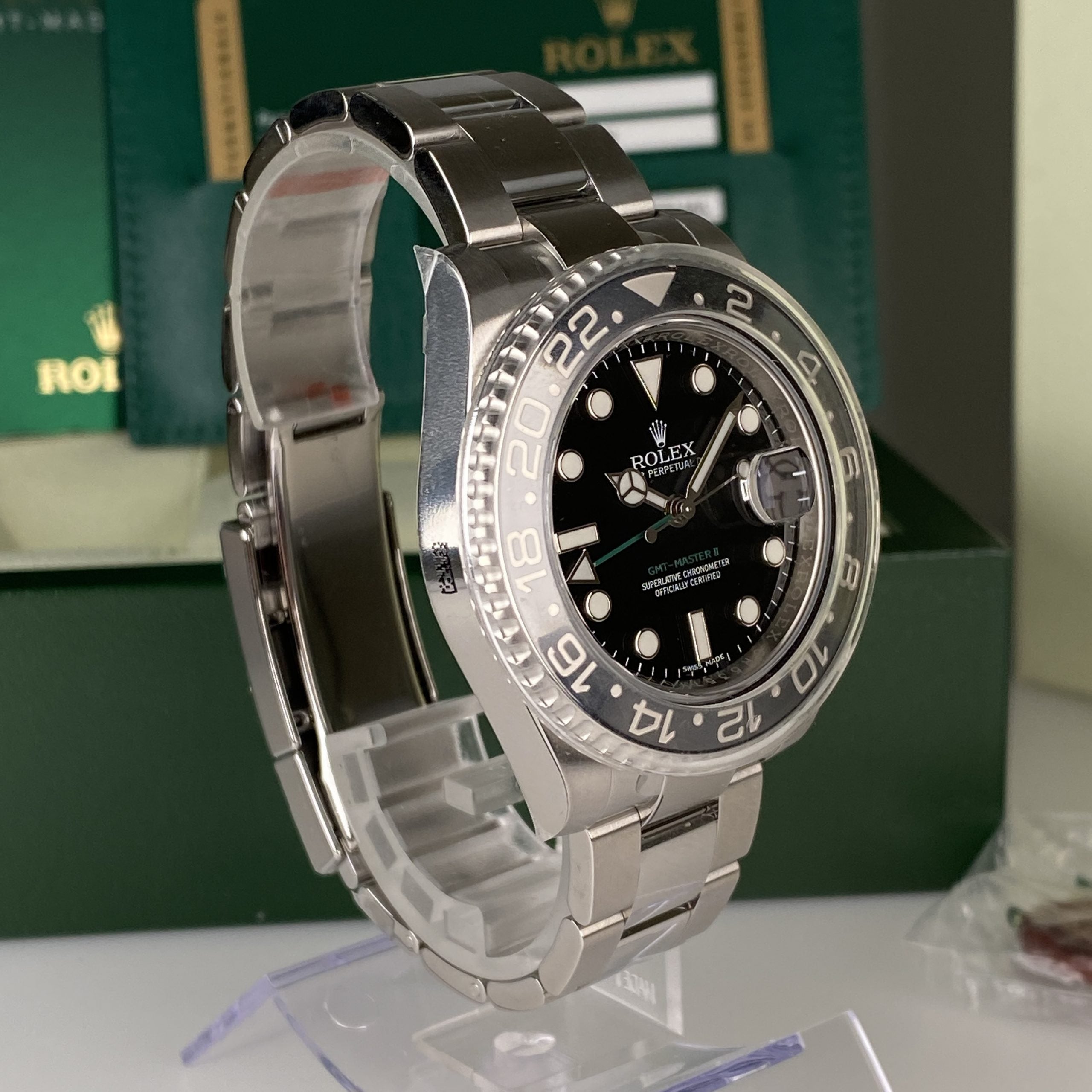 2015 Rolex GMT-Master II 116710LN New Old Stock Full Stickers with Box & Card Complete Discontinued Model