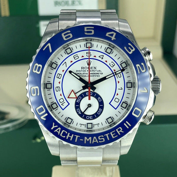 2016 Rolex Yacht-Master II 116680 Blue Hands Box And Card Full Set Unpolished
