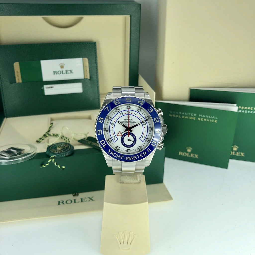 2016 Rolex Yacht-Master II 116680 Blue Hands Box And Card Full Set Unpolished