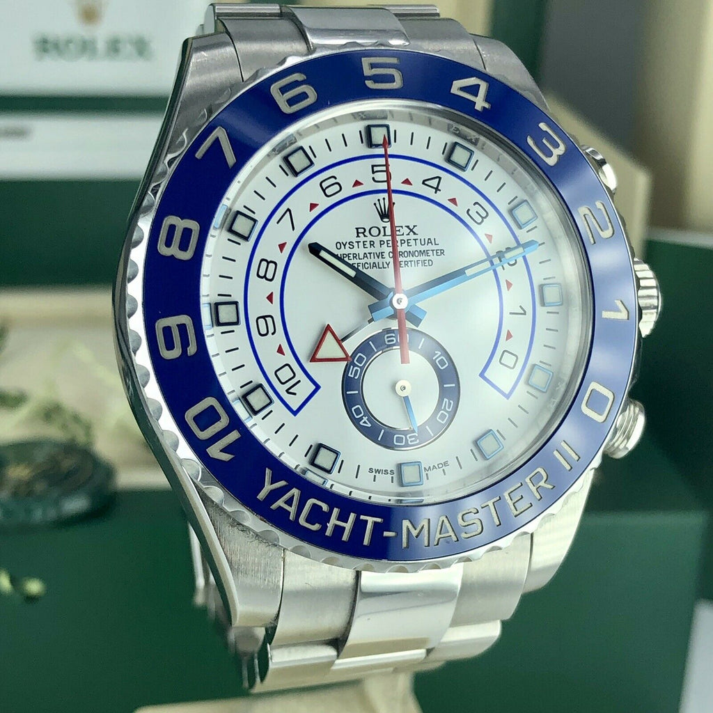 2016 Rolex Yacht-Master II 116680 Blue Hands Box And Card Full Set Unpolished