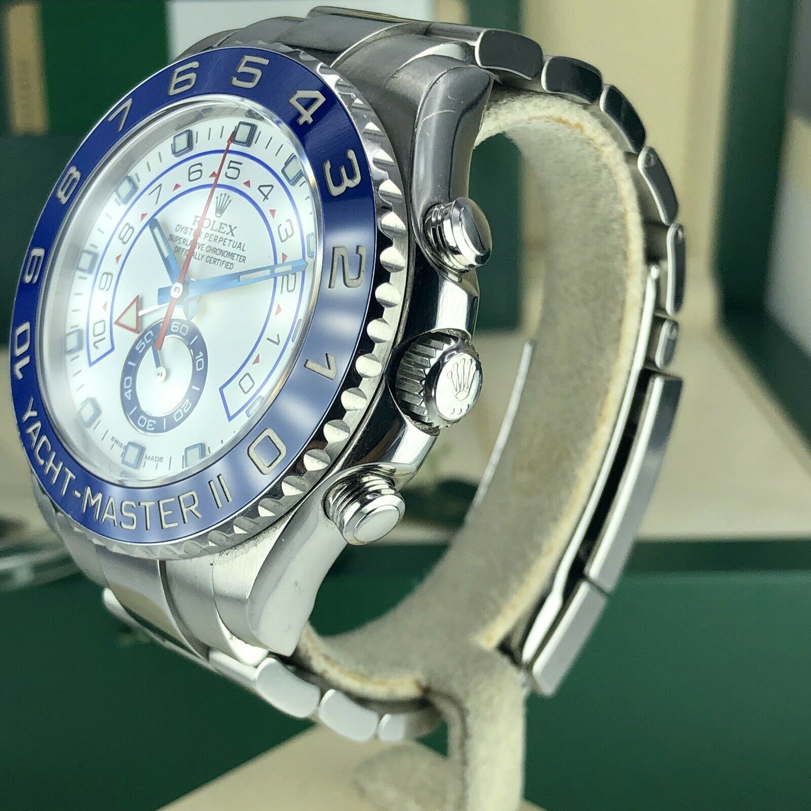 2016 Rolex Yacht-Master II 116680 Blue Hands Box And Card Full Set Unpolished