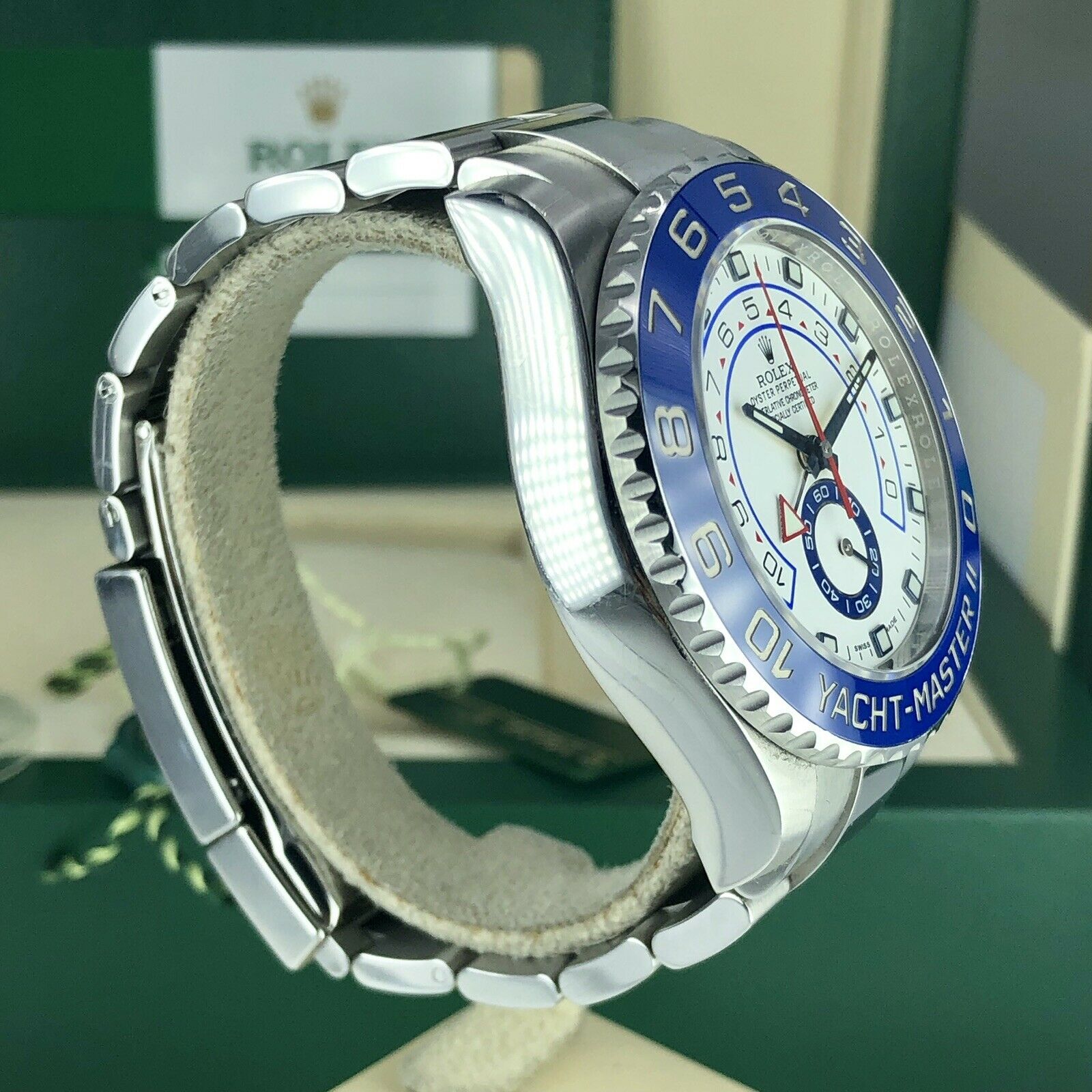 2016 Rolex Yacht-Master II 116680 Blue Hands Box And Card Full Set Unpolished