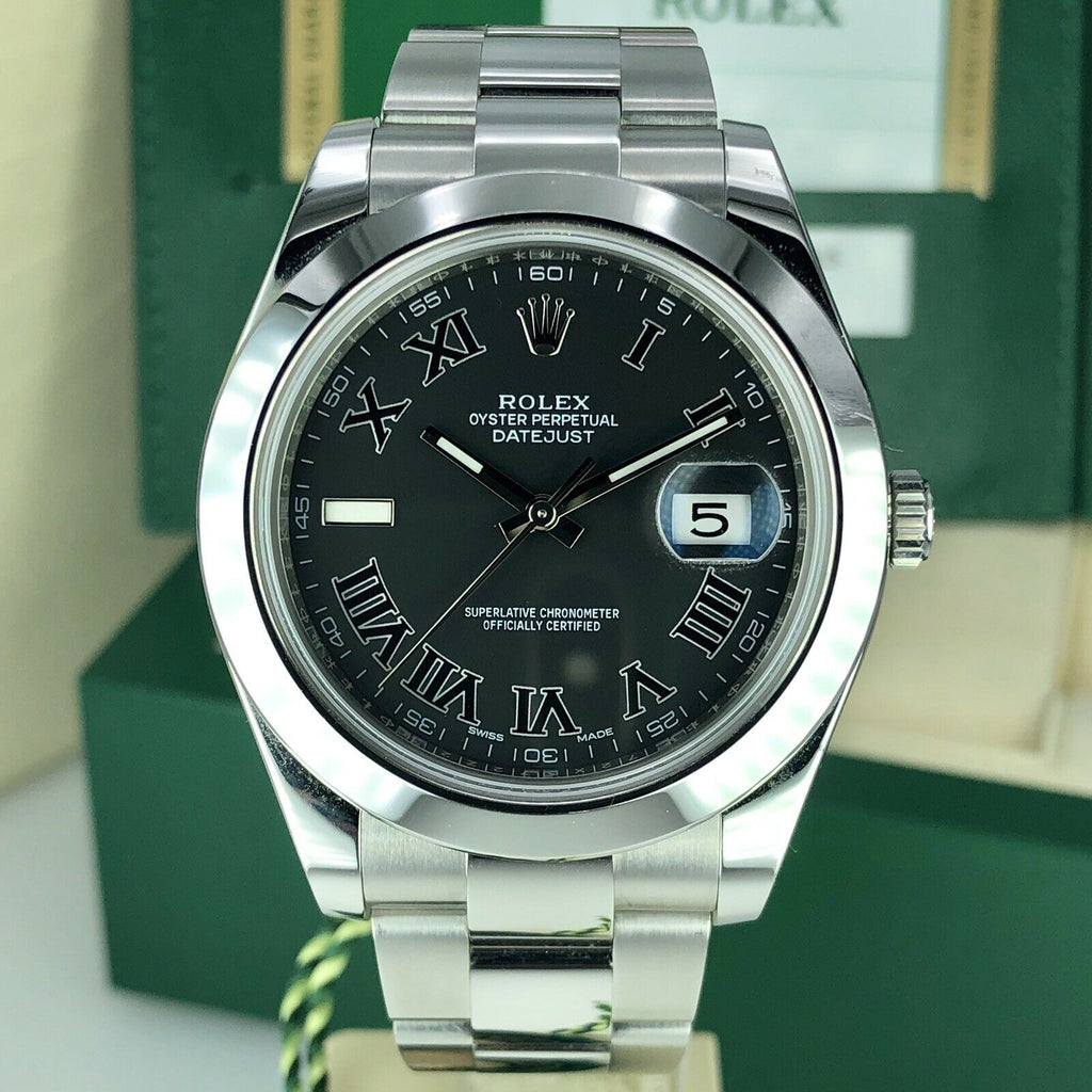 2017 Rolex Datejust II 116300 41mm Gray Roman W Box & Card Mint Condition