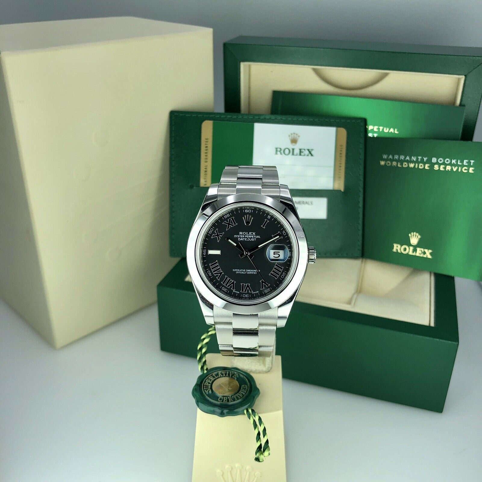 2017 Rolex Datejust II 116300 41mm Gray Roman W Box & Card Mint Condition