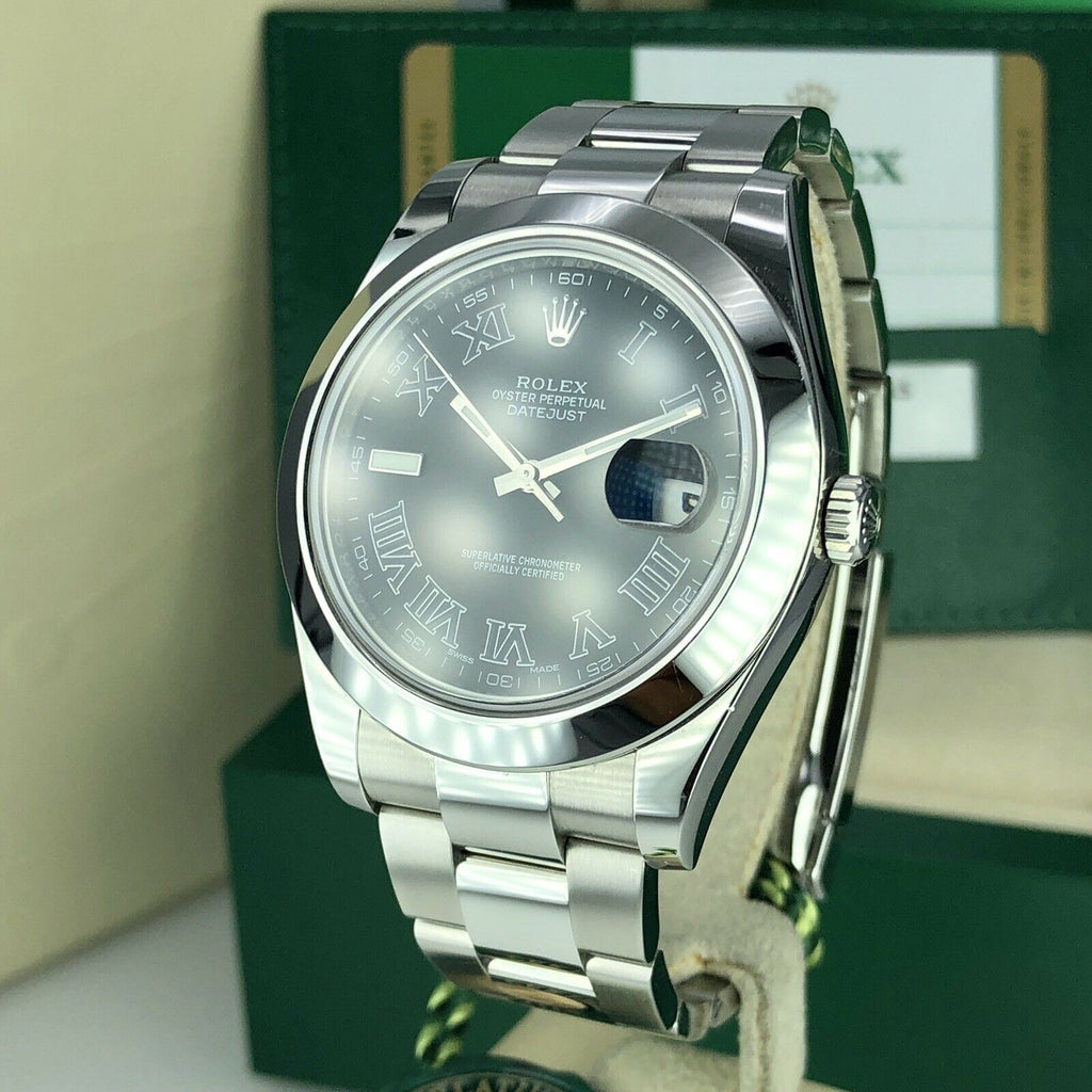 2017 Rolex Datejust II 116300 41mm Gray Roman W Box & Card Mint Condition