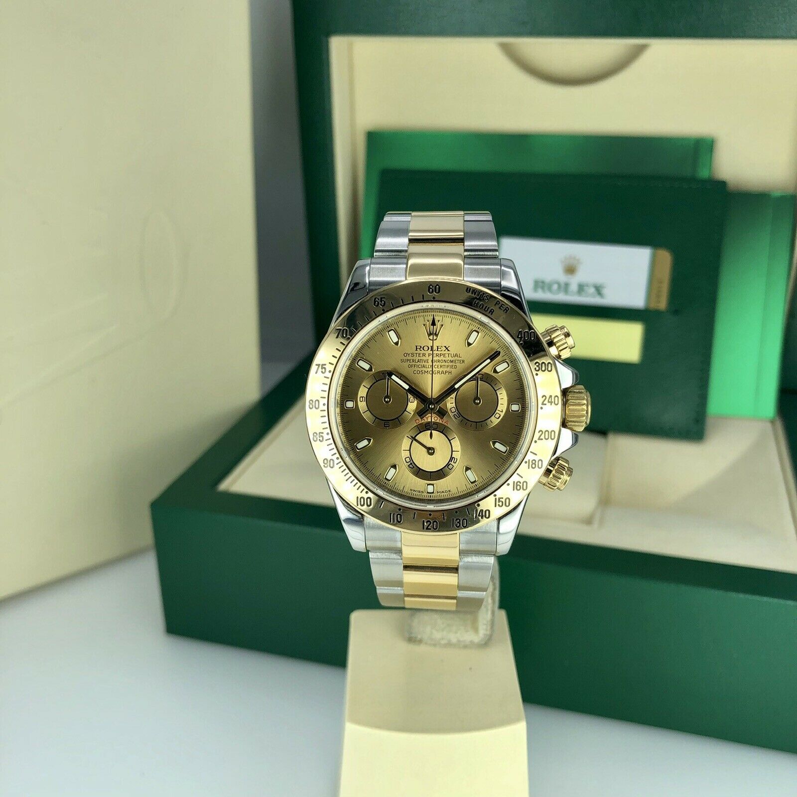 2017 Rolex Daytona 116523 Two Tone Gold Steel With Box & Card Mint Condition