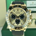 2018 Rolex Daytona 116518LN Yellow Gold Champagne/Black Dial Rubber Box & Card