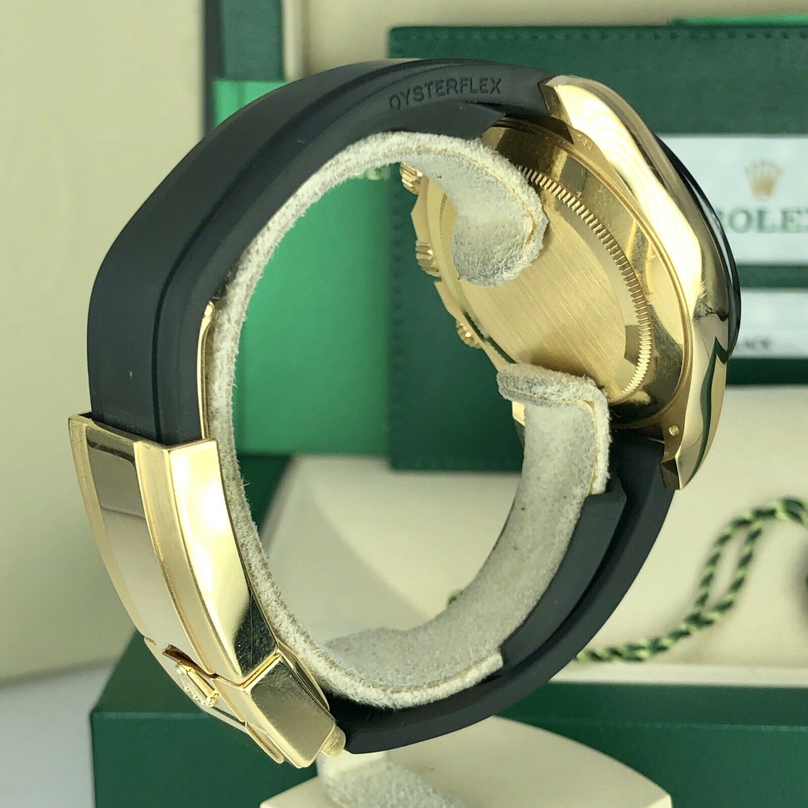 2018 Rolex Daytona 116518LN Yellow Gold Champagne/Black Dial Rubber Box & Card