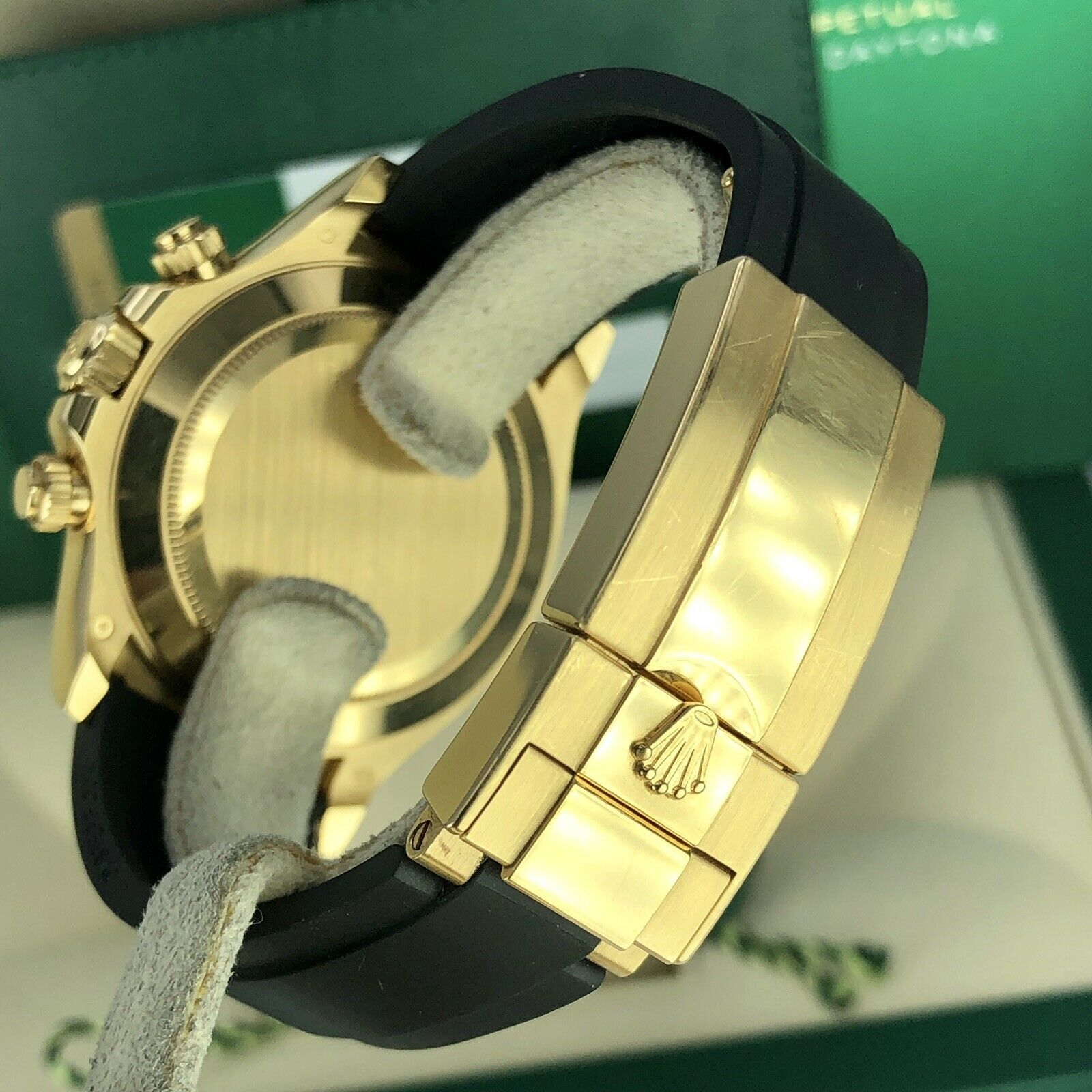 2018 Rolex Daytona 116518LN Yellow Gold Champagne/Black Dial Rubber Box & Card