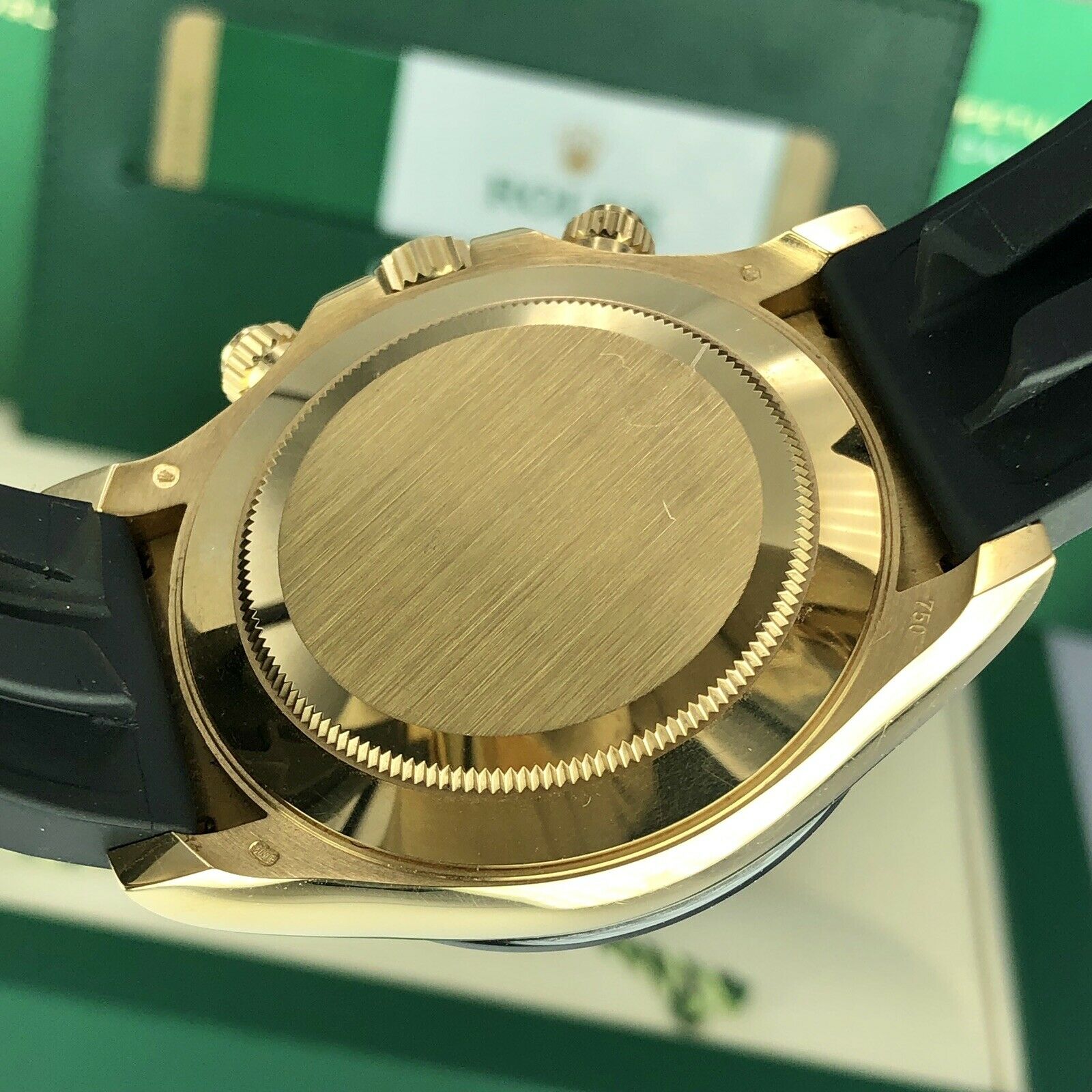 2018 Rolex Daytona 116518LN Yellow Gold Champagne/Black Dial Rubber Box & Card