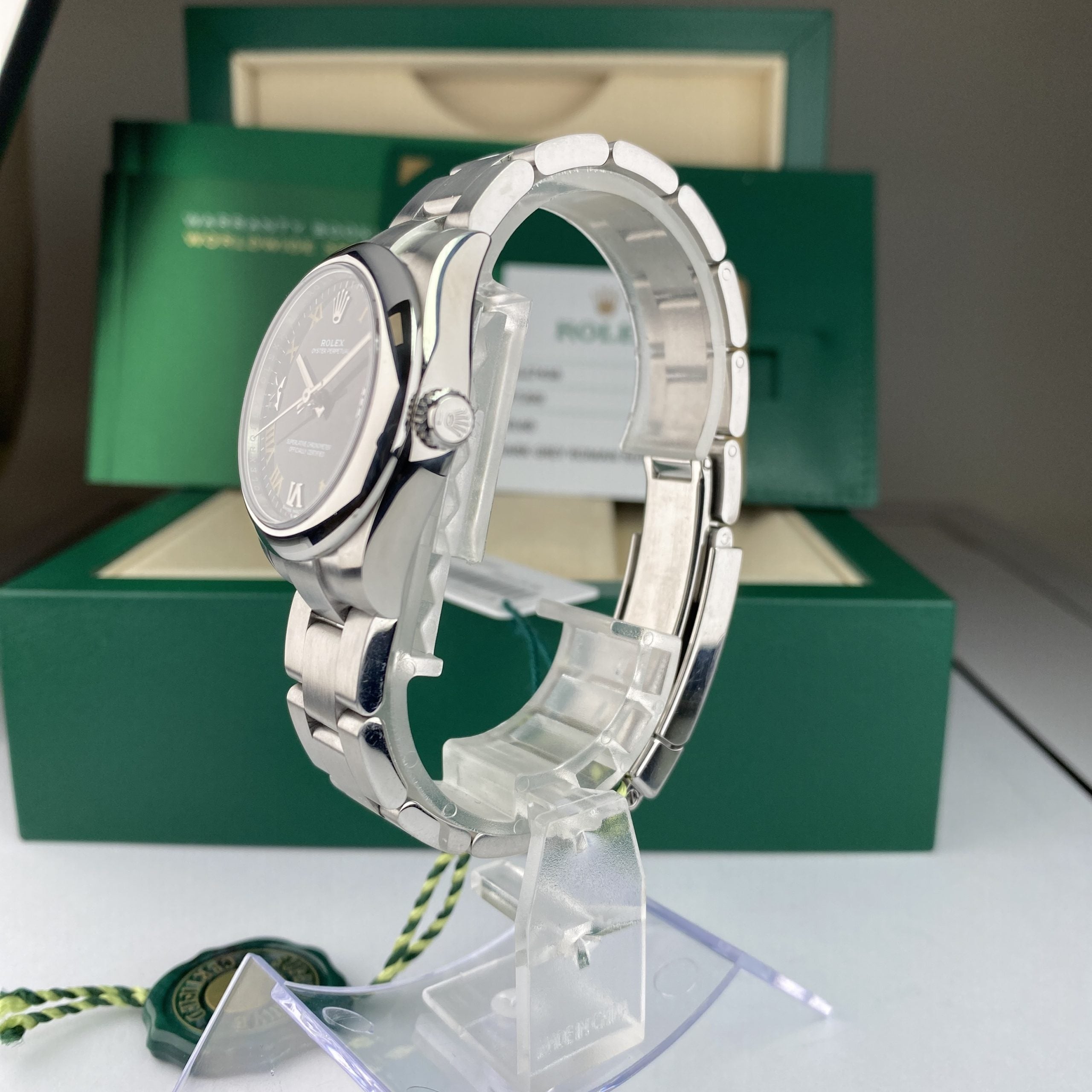 2018 Rolex Oyster Perpetual 177200 Midsize Dark Gray Roman Dial with Box and Card