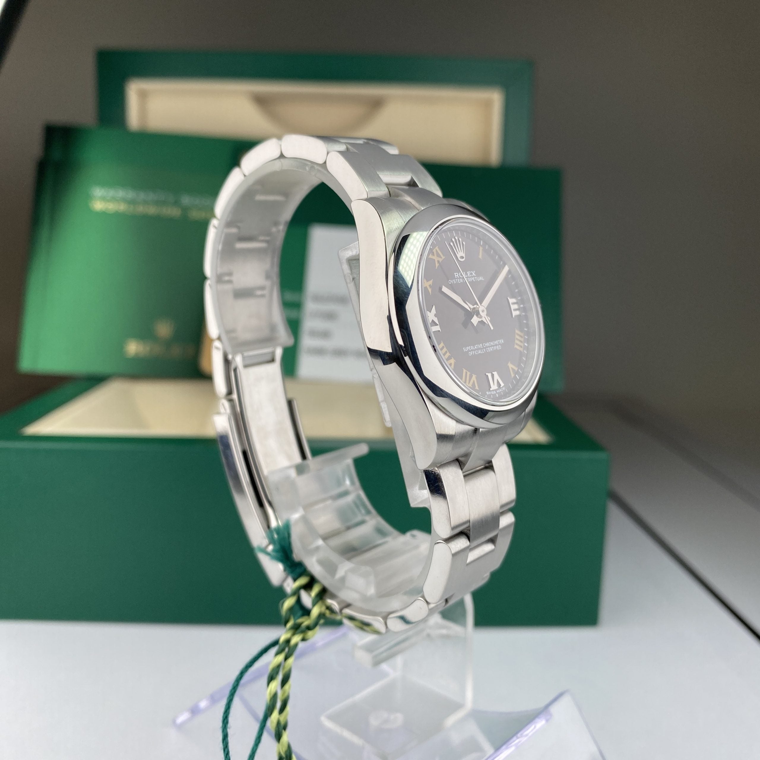 2018 Rolex Oyster Perpetual 177200 Midsize Dark Gray Roman Dial with Box and Card