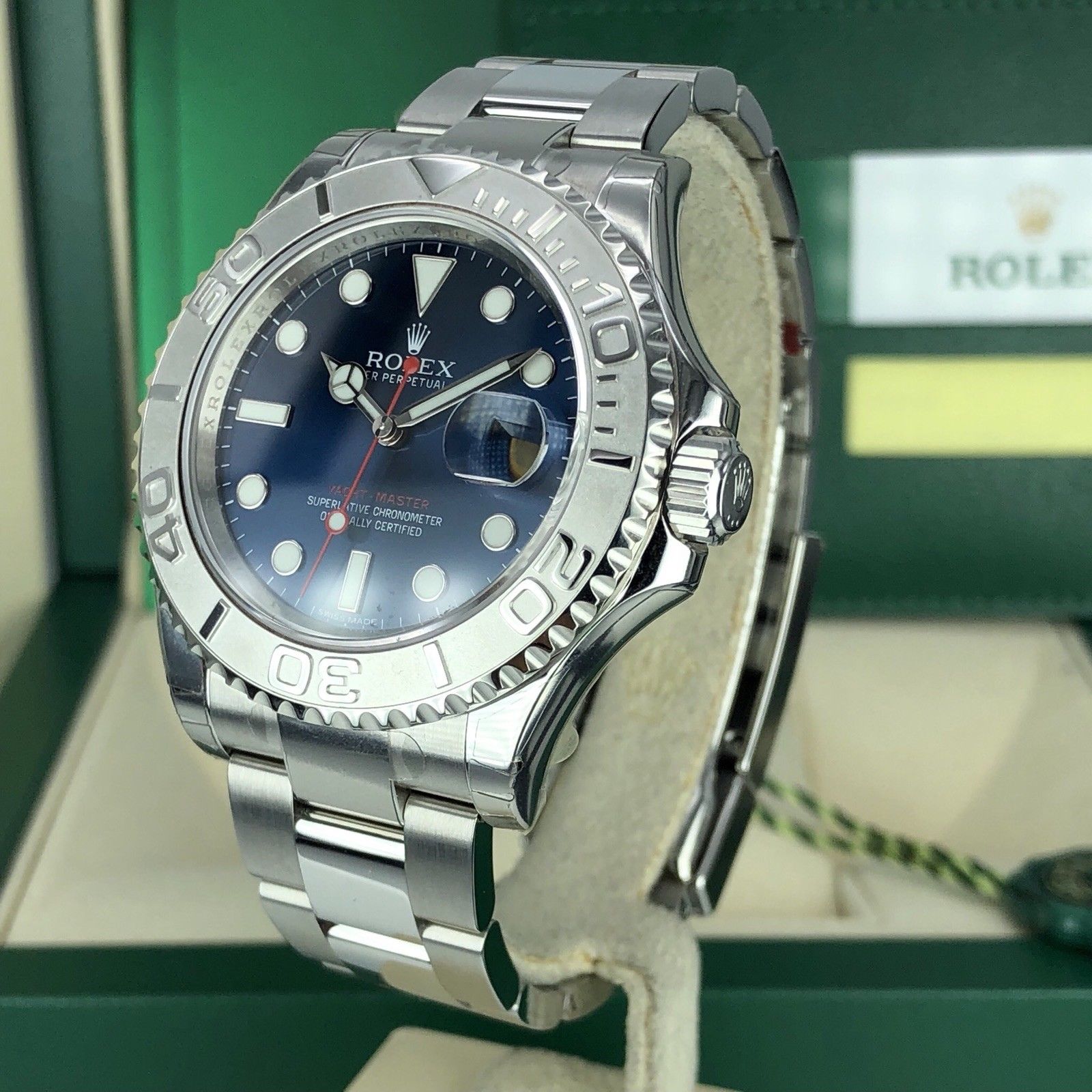 2018 Rolex Yacht-Master 116622 Blue Platinum Bezel Unworn Box Card