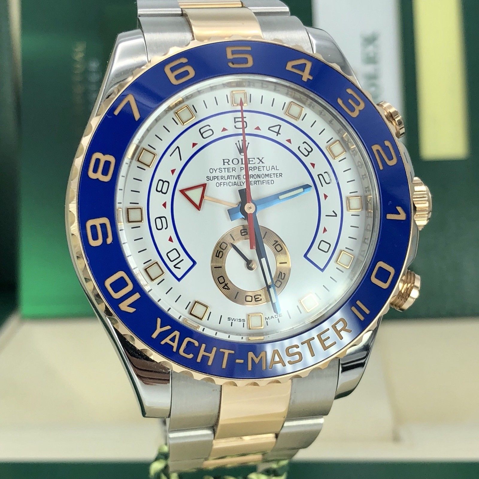 2018 Rolex Yacht-Master II 116681 Mint Condition Steel Rose Box Card