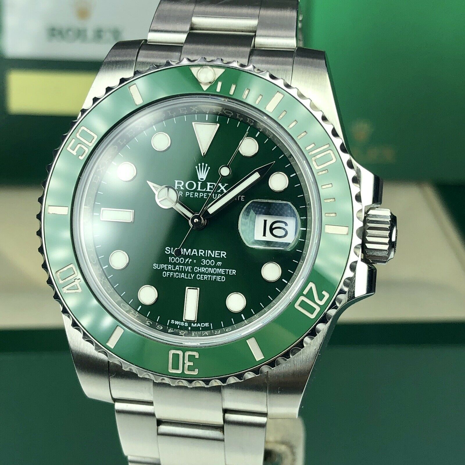 2019 Rolex 116610LV Submariner Anniversary Hulk Full Set with Box & Card