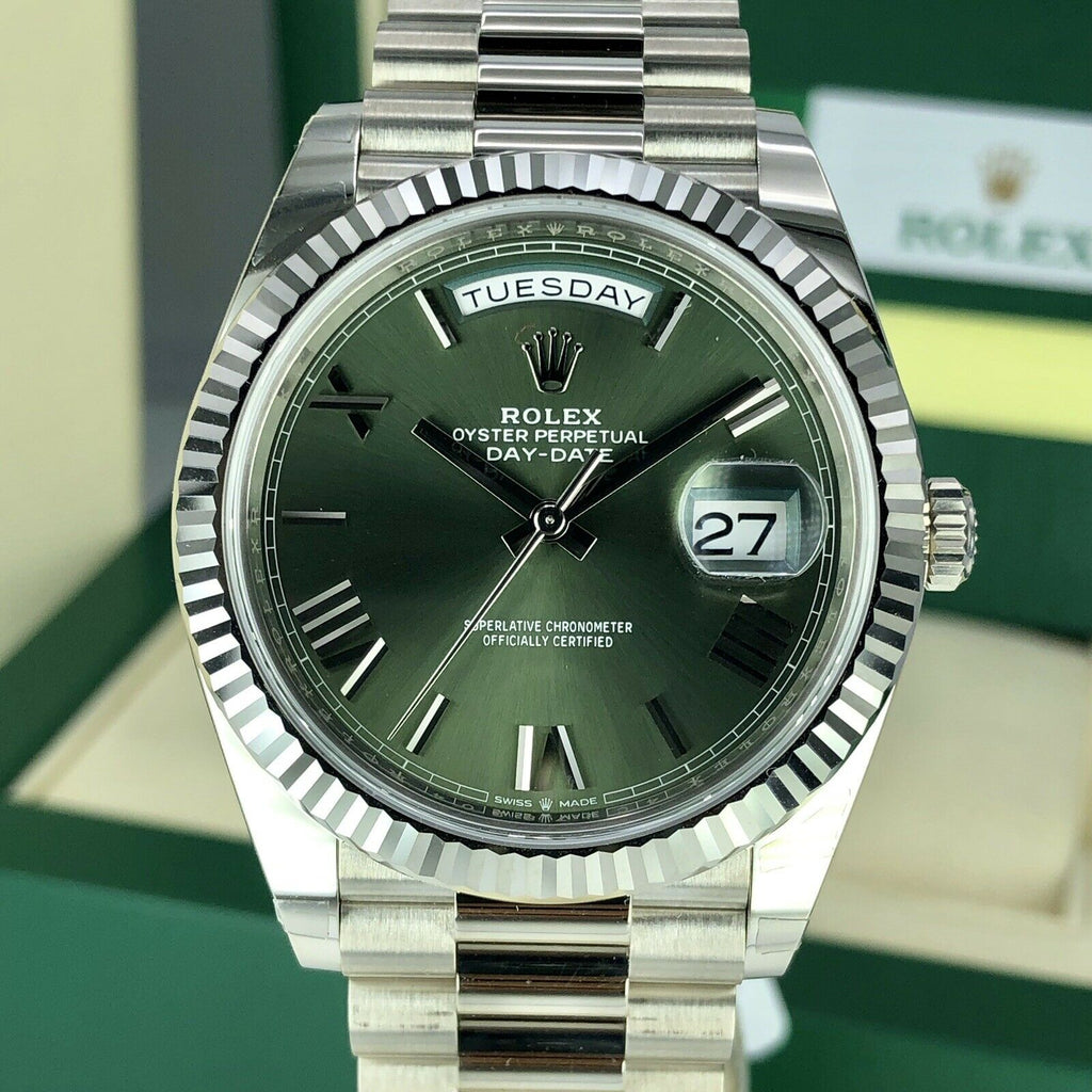 2019 Rolex Day-Date 228239 Olive Green White Gold 40mm With Box And Card Unworn