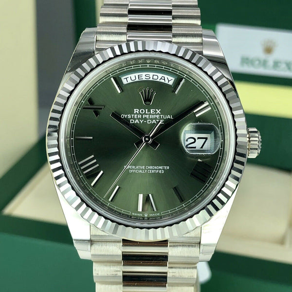 2019 Rolex Day-Date 228239 Olive Green White Gold 40mm With Box And Card Unworn
